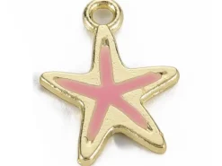 Breloque émaillée - fine étoile de mer - Rose pâle