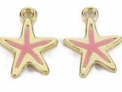 Breloque émaillée - fine étoile de mer - Rose pâle