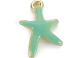 Breloque émaillée - étoile de mer - vert d'eau