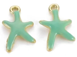 Breloque émaillée - étoile de mer - vert d'eau
