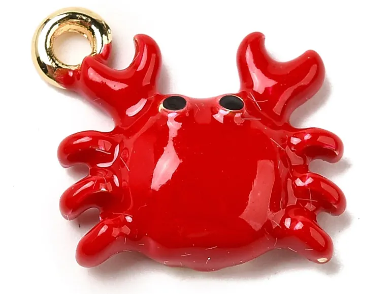 Breloque émaillée crabe rouge et doré