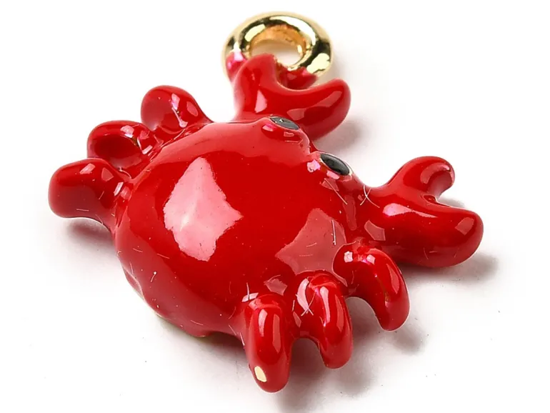 Breloque émaillée crabe rouge et doré