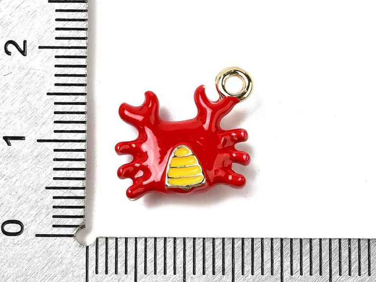 Breloque émaillée crabe rouge et doré