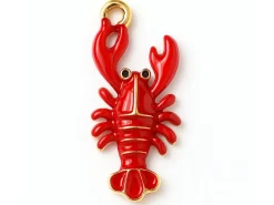 Breloque émaillée homard rouge et doré