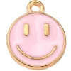 Breloque émaillée sourire - Rose pâle