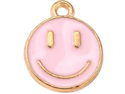 Breloque émaillée sourire - Rose pâle