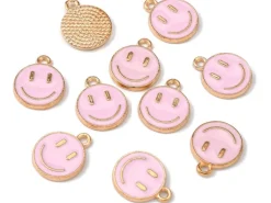 Breloque émaillée sourire - Rose pâle