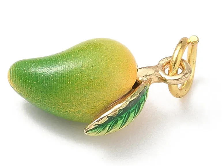 Breloque mangue émaillée - laiton doré