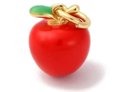 Breloque mini pomme rouge - laiton doré à l’or fin