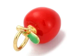 Breloque mini pomme rouge - laiton doré à l’or fin