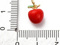 Breloque mini pomme rouge - laiton doré à l’or fin