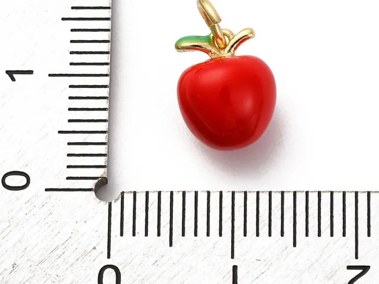Breloque mini pomme rouge - laiton doré à l’or fin