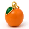 Breloque orange émaillée en laiton doré à l’or fin