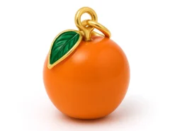 Breloque orange émaillée en laiton doré à l’or fin
