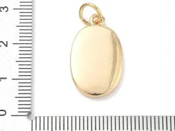 Breloque ovale motif oiseau imprimée - laiton doré