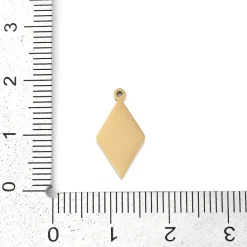 Breloque pendentif losange avec œil en acier inoxydable 304 doré à l’or fin 18K