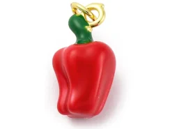 Breloque poivron émaillé en laiton doré à l’or fin (vert, rouge ou jaune aléatoire)