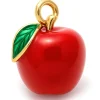 Breloque pomme émaillée en laiton doré à l’or fin