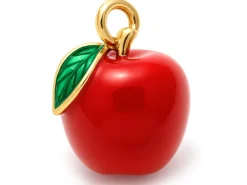 Breloque pomme émaillée en laiton doré à l’or fin