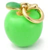 Breloque pomme verte émaillée - laiton doré à l’or fin