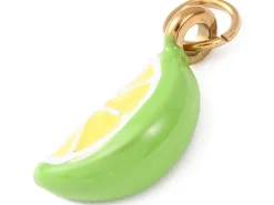 Breloque quartier de citron vert émaillée - acier inoxydable 304 doré