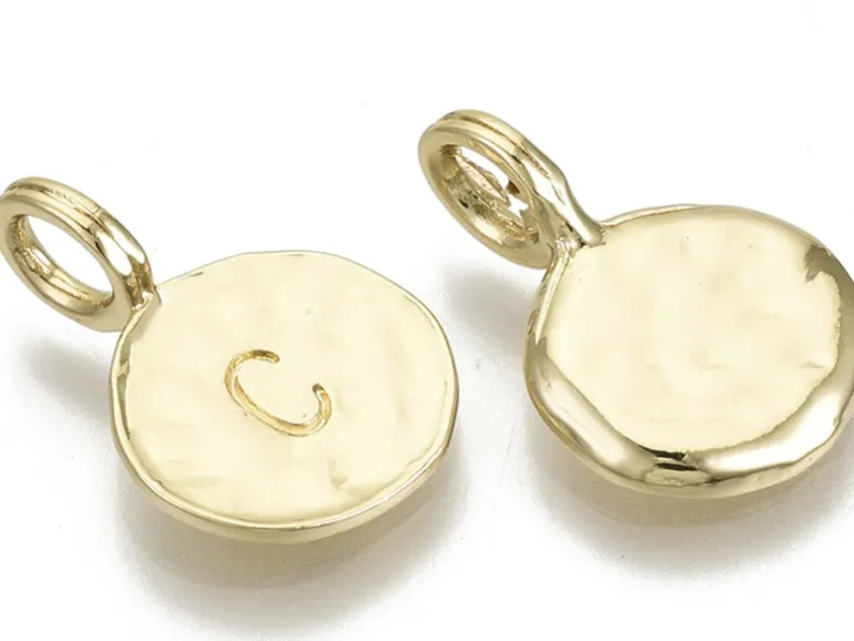 Breloque ronde dorée à l'or fin 18K – C