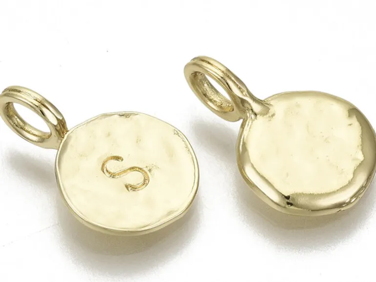 Breloque ronde dorée à l'or fin 18K – S