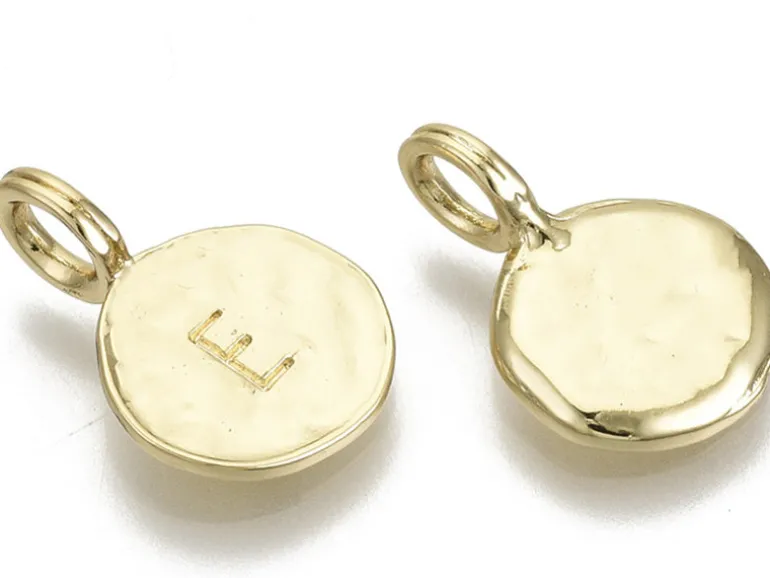 Breloque ronde dorée à l'or fin 18K – E