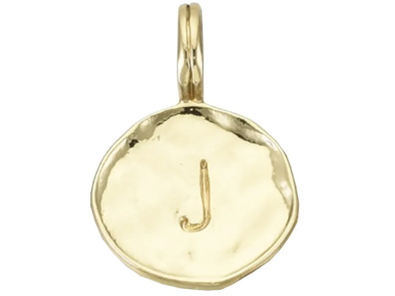 Breloque ronde dorée à l'or fin 18K – J