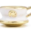 Breloque tasse gourmande blanche émaillée - doré