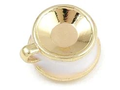 Breloque tasse gourmande blanche émaillée - doré