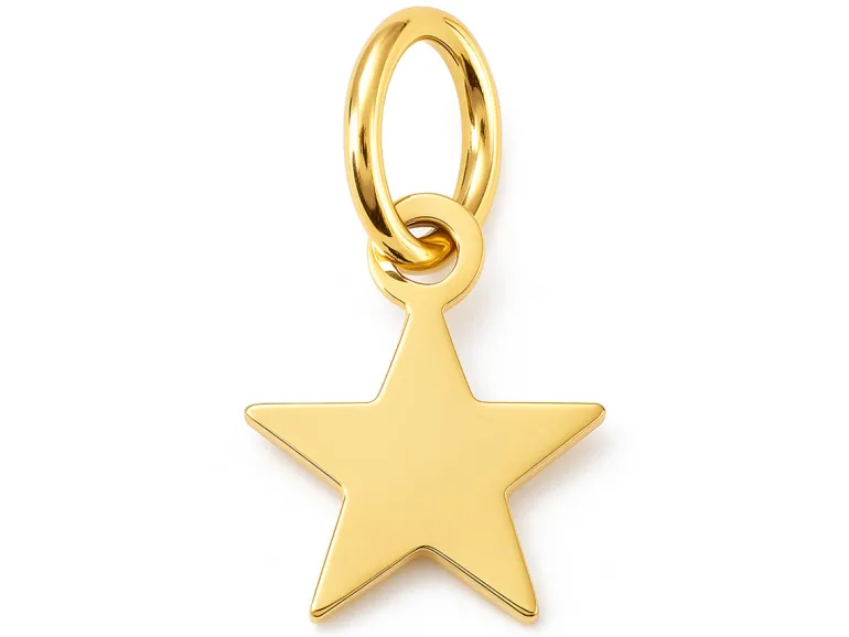 Breloque étoile en acier inoxydable 201 plaqué or 18K avec anneau