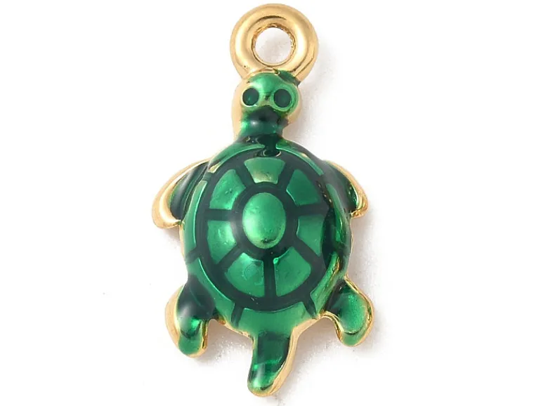 Breloque tortue - acier inoxydable 304 doré à l’or fin