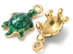 Breloque tortue - acier inoxydable 304 doré à l’or fin