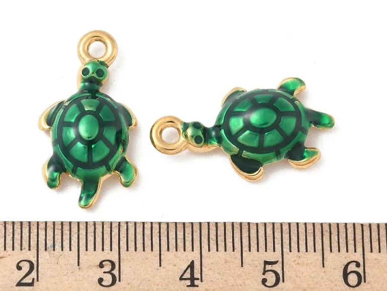 Breloque tortue - acier inoxydable 304 doré à l’or fin