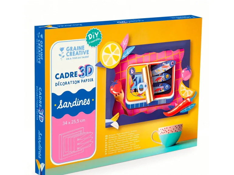Cadre 3D Papier Sardines à assembler - Graine Créative