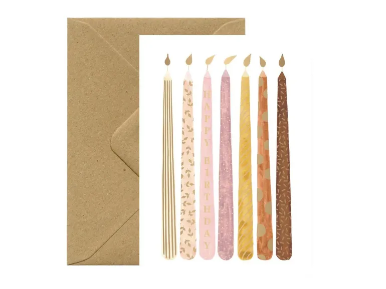 Carte d'anniversaire aquarelle & dorure - Candles - ATWS