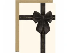 Carte d'anniversaire aquarelle & dorure - Happy Birthday Black Bow - ATWS