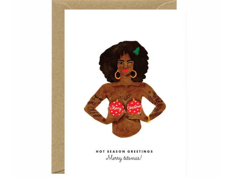Carte de Noël aquarelle - Merry Titsmas - ATWS