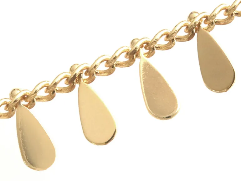 Chaine breloques gouttes - doré à l'or fin 18K x 20 cm