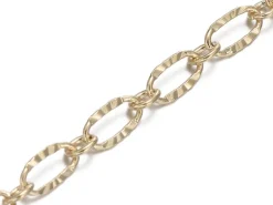Chaine figaro texturée 6,2 x 3,3 mm - doré à l'or fin 18 K x 20 cm