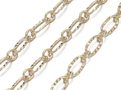 Chaine figaro texturée 6,2 x 3,3 mm - doré à l'or fin 18 K x 20 cm