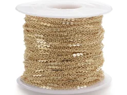 Chaine forçat 1 mm fantaisie dorée à l'or fin 24K x 20 cm