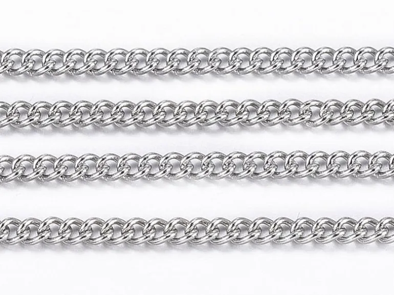 Chaine gourmette 1,1 mm en acier inoxydable - argenté foncé x 20 cm