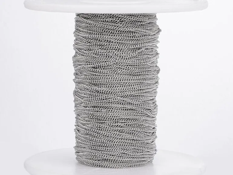 Chaine gourmette 1,1 mm en acier inoxydable - argenté foncé x 20 cm