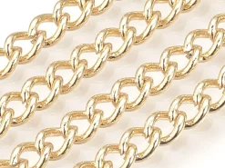 Chaine gourmette 5 x 4 mm - doré à l'or fin 18 K x 20 cm