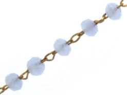 Chaine laiton avec perles en verre - bleu lavande