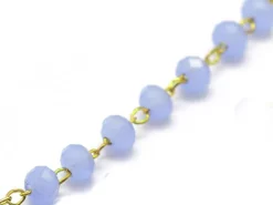 Chaine laiton avec perles en verre - bleu lavande