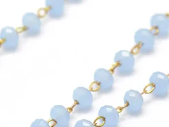 Chaine laiton avec perles en verre - bleu lavande