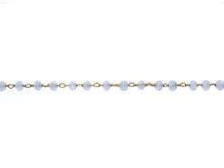 Chaine laiton avec perles en verre - bleu lavande